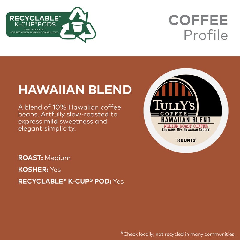 Tully's Coffee Hawaiian Blend, Keurig Single Serve K-Cup Pods, Medium Roast, 60 Count, (6 Packs of 10) - Image 3